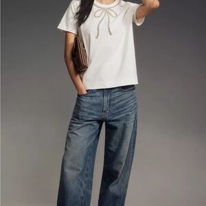 Maeve x Anthropologie Rhinestone Bow Tee